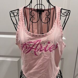 Y2K Pink Aries Embellished Tank Top